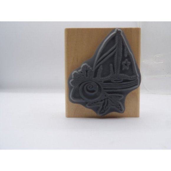 Stamp "Shells & Sails" Stampendous ©1998 3" x 2½" #V016 - Picture 2 of 5